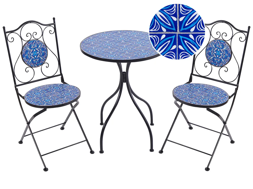 Bistro Set klappbar CIGLIANO Metall Schwarz