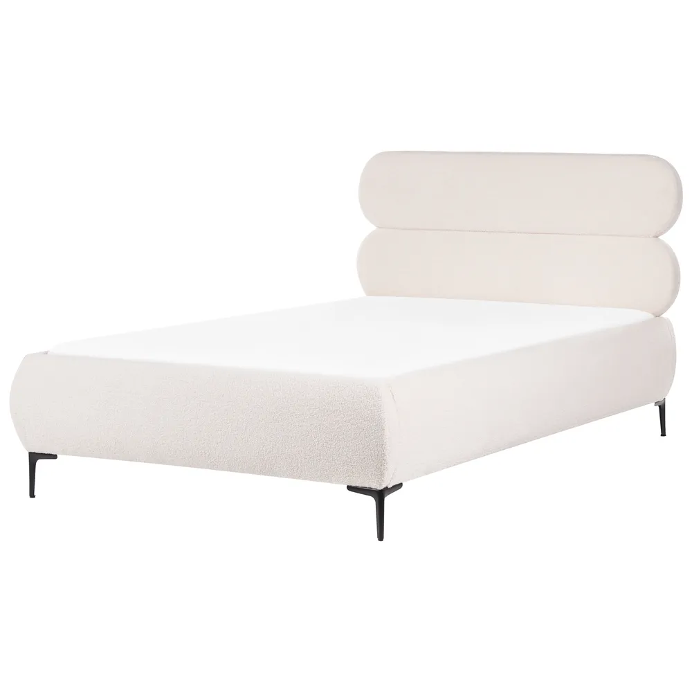 Bett mit Lattenrost Bouclé LESSAY 120 x 200 cm Cremeweiß_1125001