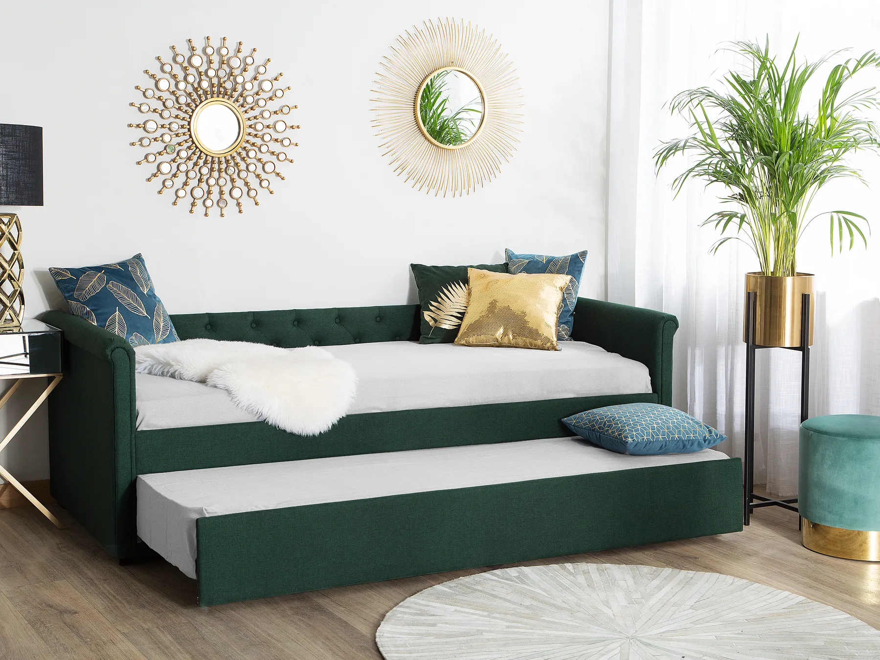 Ausziehbett Stoff LIBOURNE 80 x 200 cm Dunkelgrün_770652