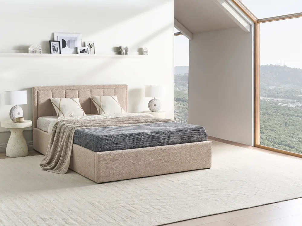 Bett mit Stauraum MONTLAUR Bouclé Beige 140 x 200 cm