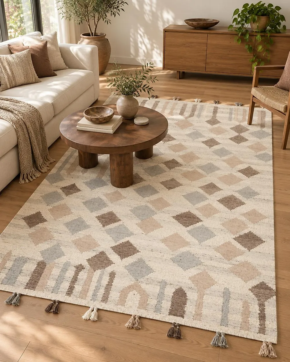 Teppich KAGHTSRASHEN Beige 200 x 300 cm Kelim Wolle