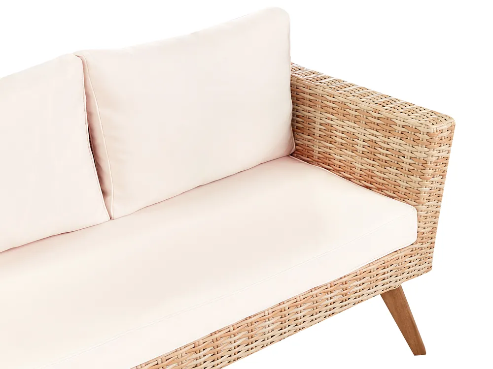 Garden Lounge Set with Table 4 Seater VITTORIA PE Rattan Off-White_930709