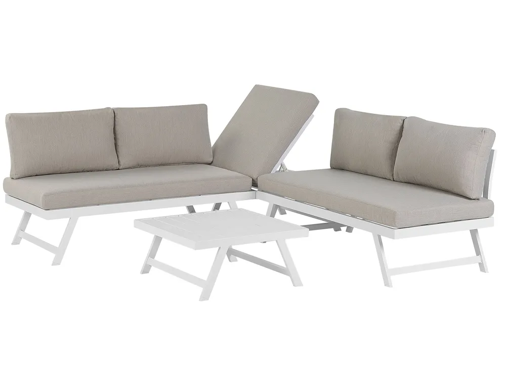 Garten Ecksofa mit Tisch 5-Sitzer COCCORINO Metall Taupe_776755