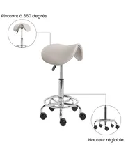 Tabouret de selle DUMONT Cuir PU Taupe_1072579