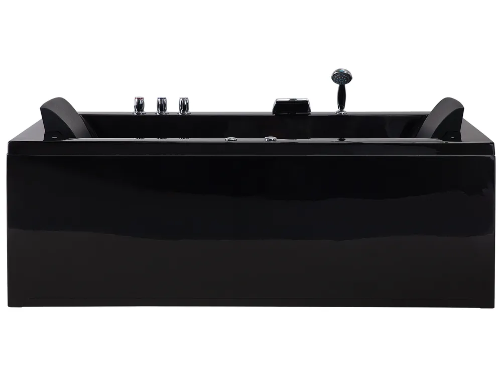 Whirlwanne Eckmodell mit LED VARADERO 183 x 90 cm Schwarz linksseitig