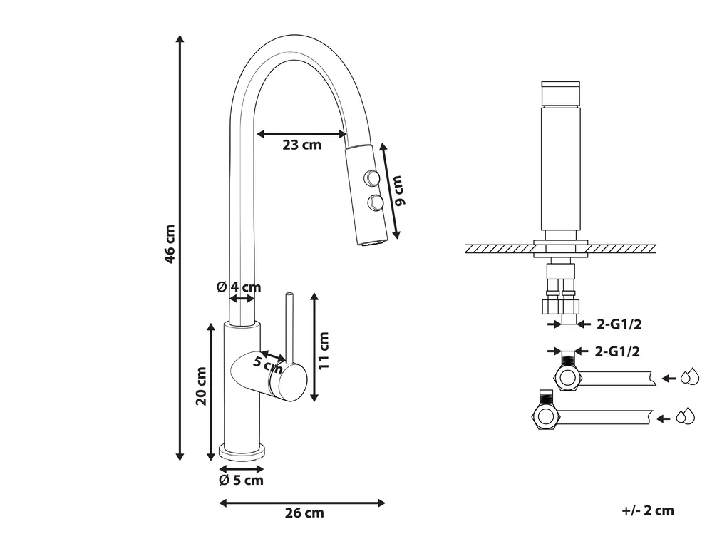 Kitchen Pull Out Tap JUJUY Silver_1096030
