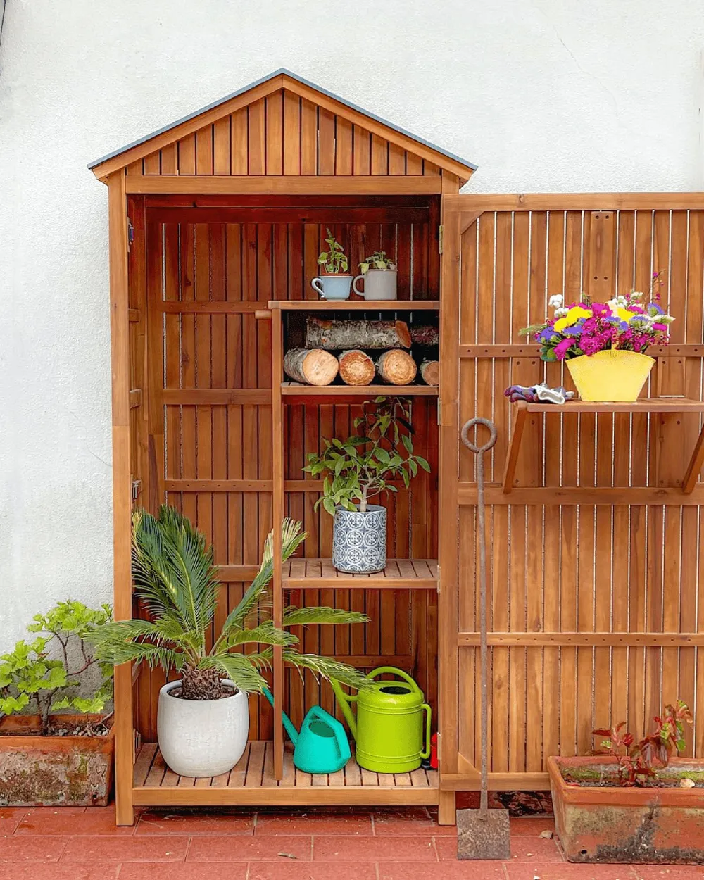 Gartenschrank SAVOCA 100 cm 200 cm Akazienholz Braun