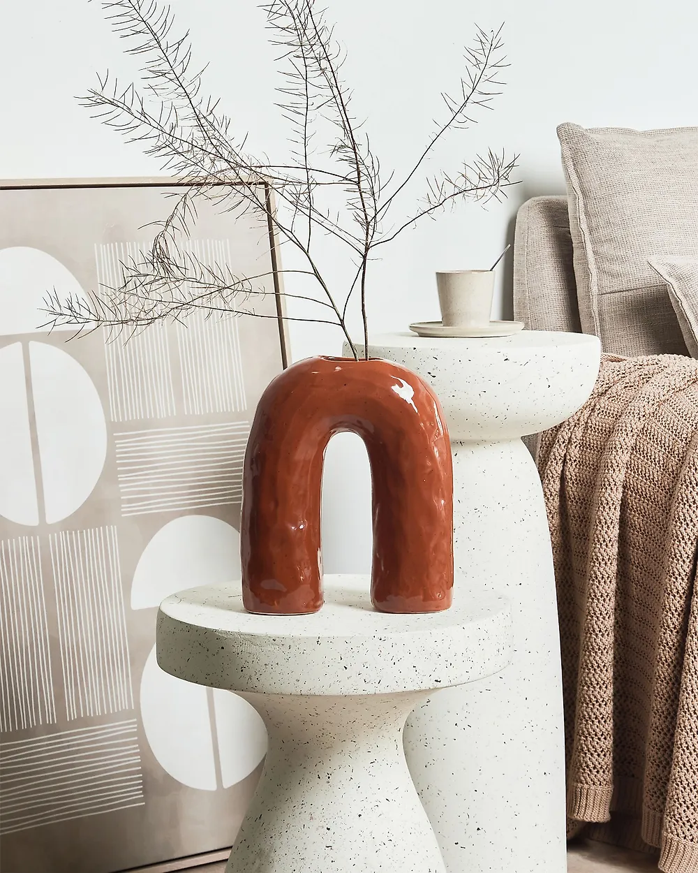 Blumenvase PERCH 29 cm Steinzeug Braun_1178911