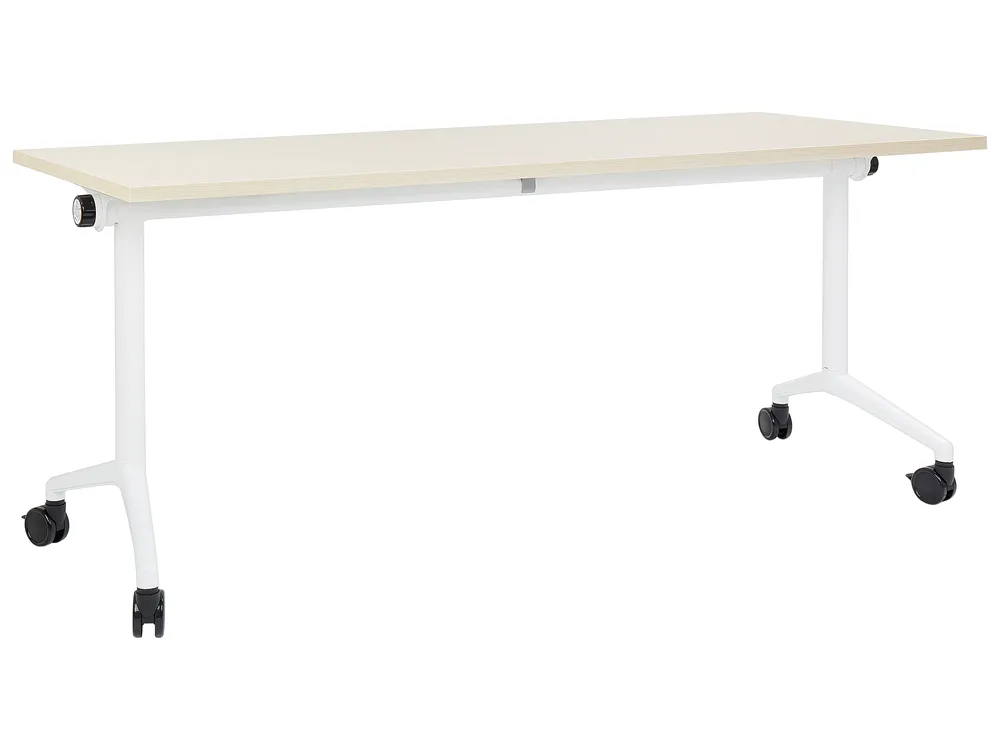 Zusammenklappbarer Schreibtisch CAVI 180 cm 60 cm mit Rädern Hellbraun