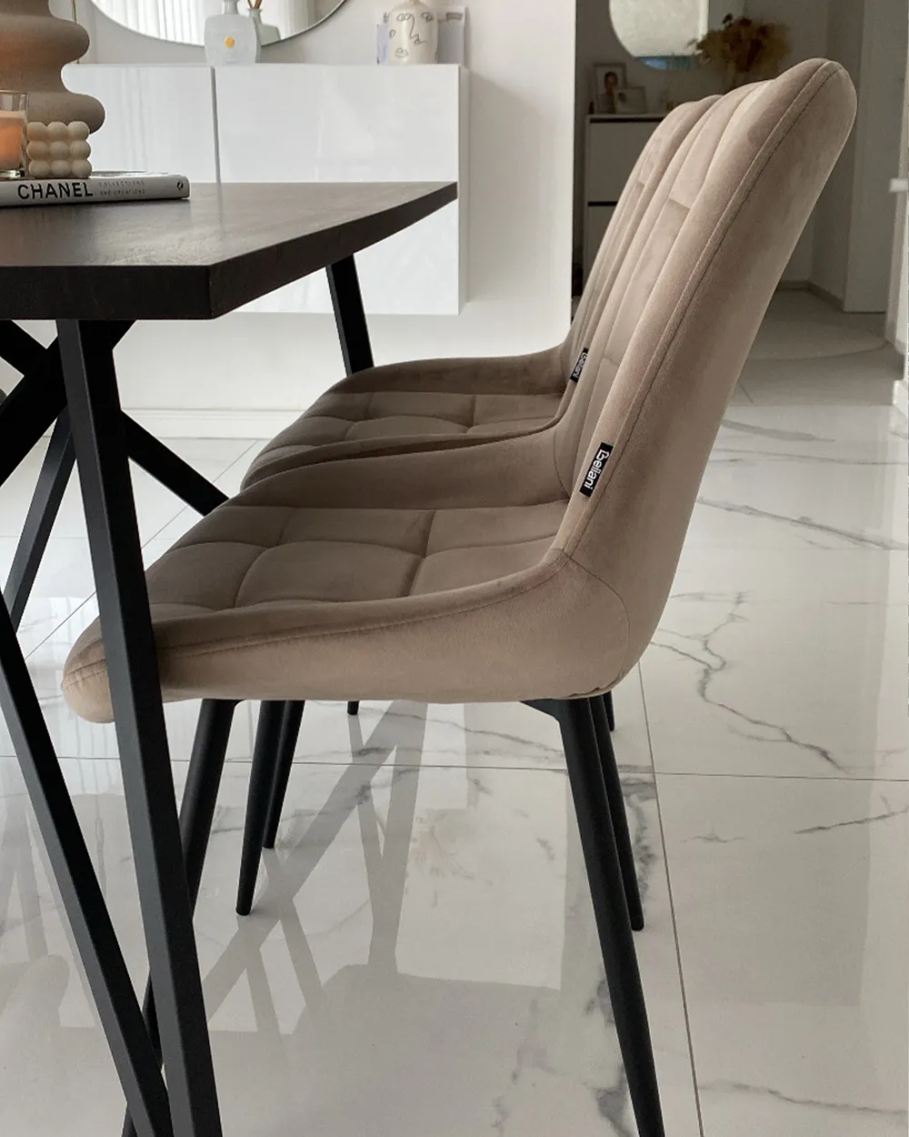 Set of 2 Dining Chairs MELROSE Velvet Taupe_967277