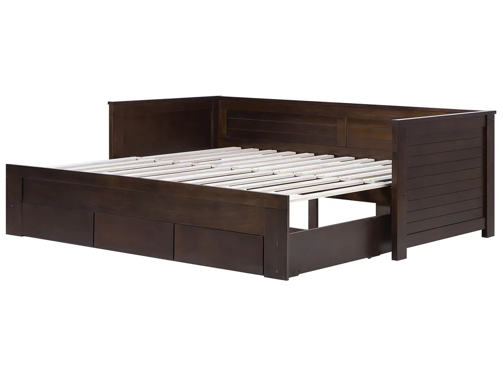 Bett mit Schubladen Holz CAHORS 90 x 200 cm Dunkelbraun_729432