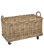 Aufbewahrungskorb 2er Set KITIM mit Rädern Rattan Naturfarben_885222