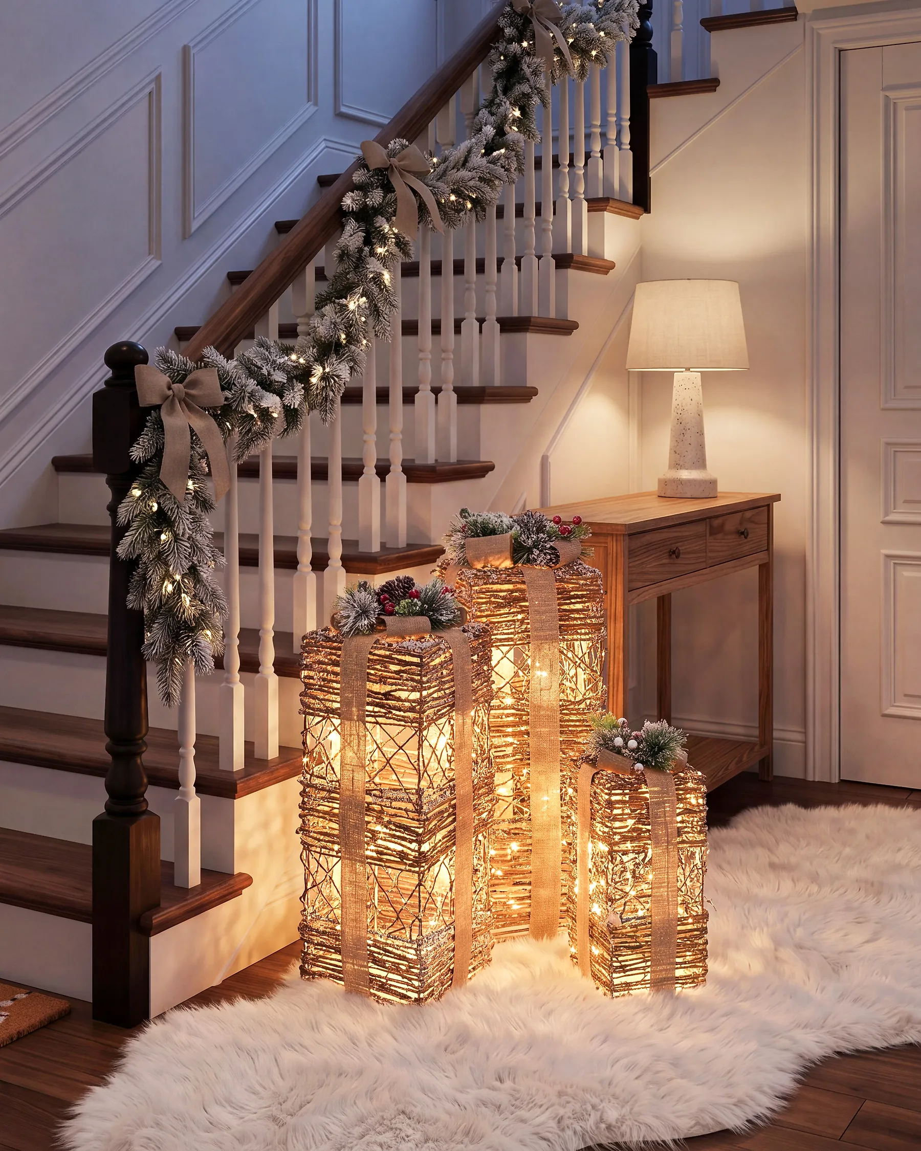 Weihnachtsdekoration 3er Set LED NAKILLA 64/54/42 cm Weihnachtsgeschenke Braun_1179663