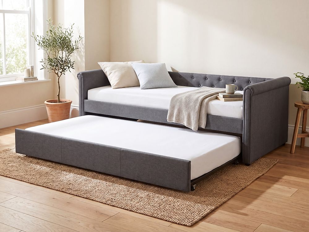 Trundle Bed Fabric LIBOURNE 80 x 200 cm (EU Small Single) Dark Grey