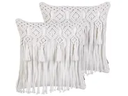 Set of 2 Decorative Cushions BAMIAN 45 x 45 cm Cotton Off-White Geometric Pattern_904655