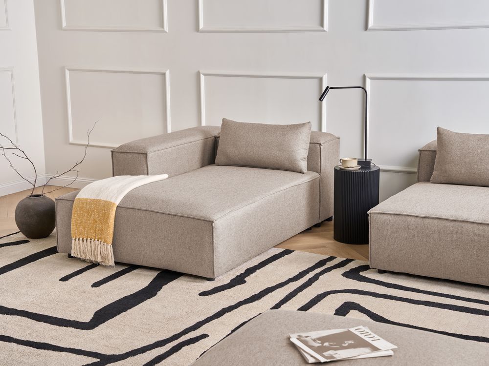 Rechtszijdige chaise longue BRANDE Stof Lichtbruin