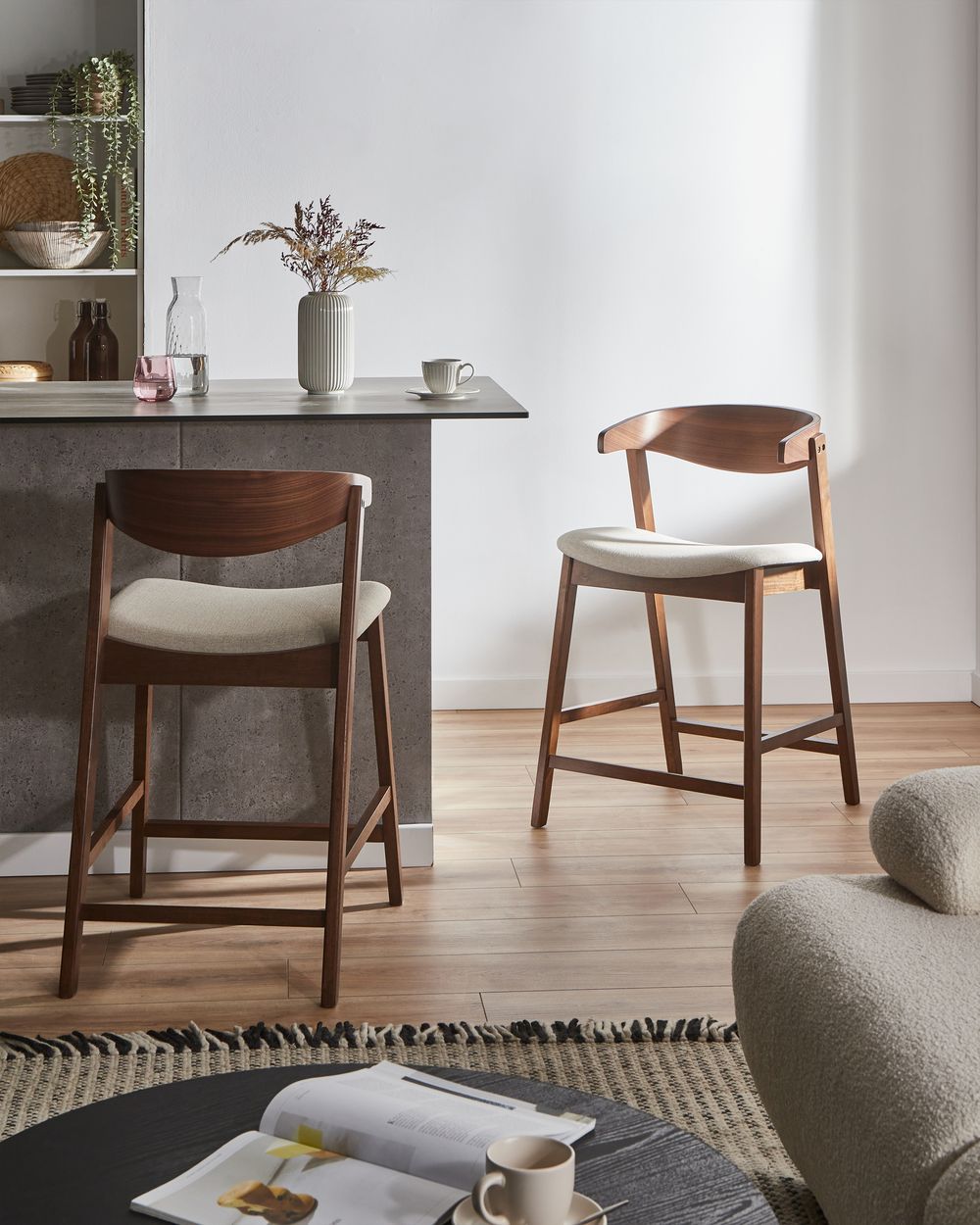 Set van 2 barstoelen LILLY Bruin/beige