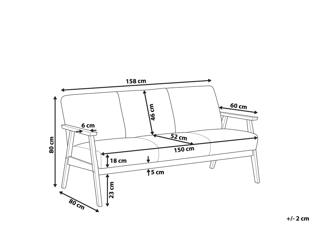 Sofa 3-Sitzer ASNES Stoff Grau_786843