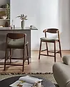 Set mit 2 Barstühlen LILLY Dunkelgrün / Braun