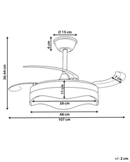 Plafondventilator met verlichting ETONIA met afstandsbediening LED Zwart_1125616