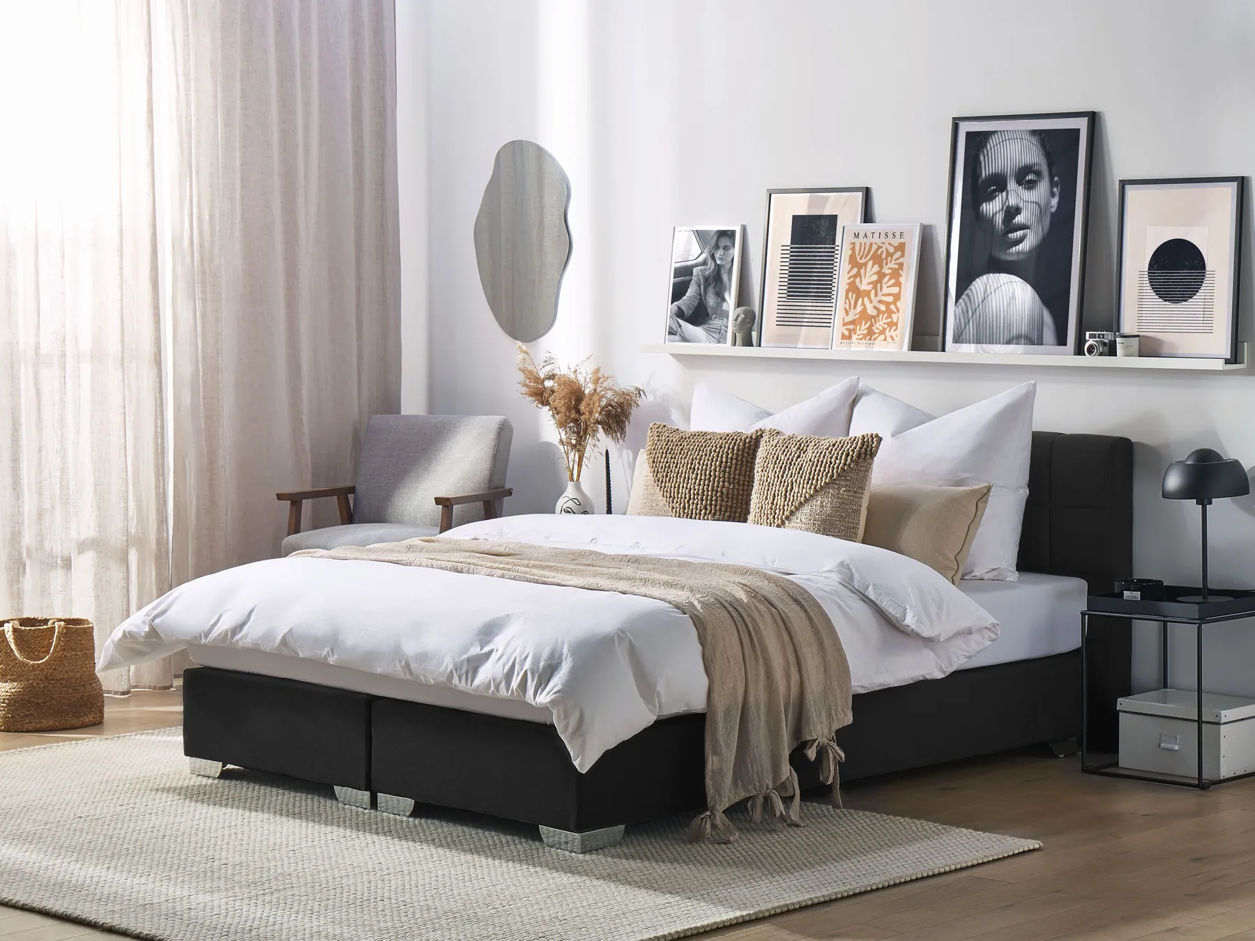 Boxspringbett Stoff ADMIRAL 180 x 200 cm Schwarz_679072