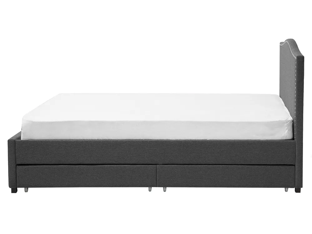 Postelja s predali MONTPELLIER Temno siva 160 x 200 cm LED_708664