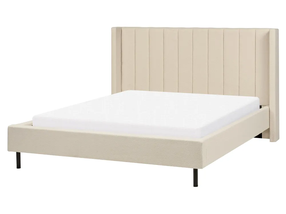 Bed Boucle VILLETTE 160 x 200 cm (EU King Size) Beige_887311