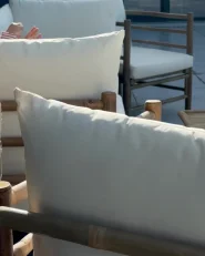 Lounge Set mit Tisch 5-Sitzer CERRETO Bambus Cremeweiß_994190