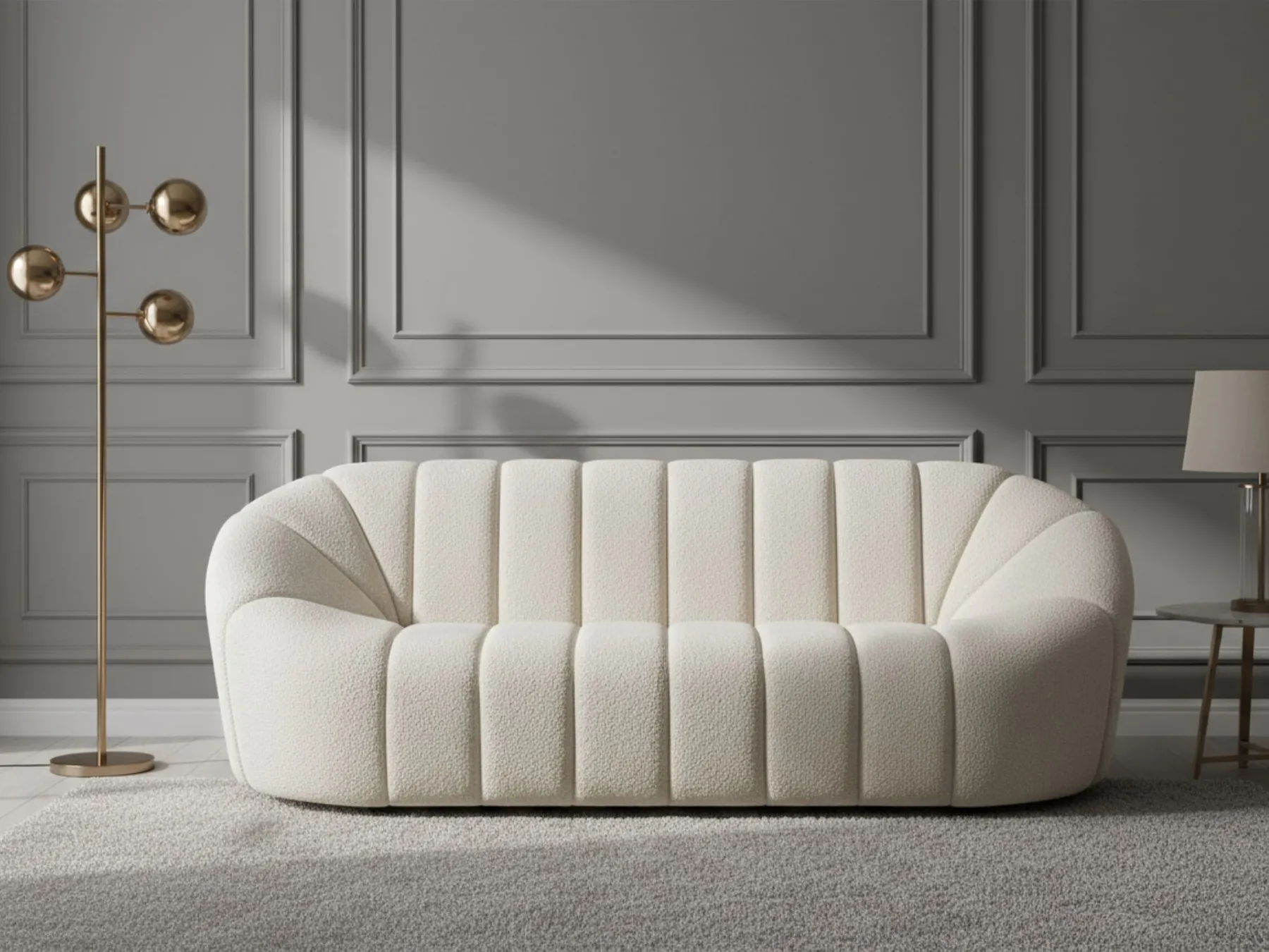 Sofa 3 Seater LOMMA Boucle White_818055