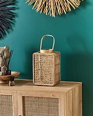 Laterne BANTUL 28 cm Polyrattan Naturfarben_828026