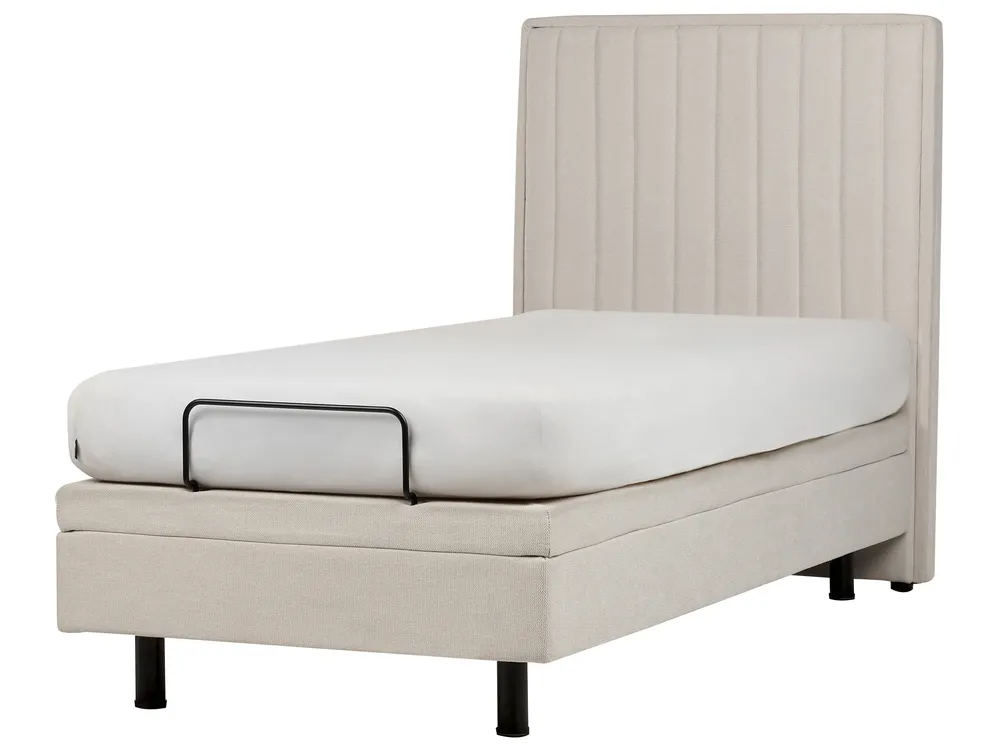 Bett verstellbar Stoff DUKE II 90 x 200 cm Hellbeige_910514
