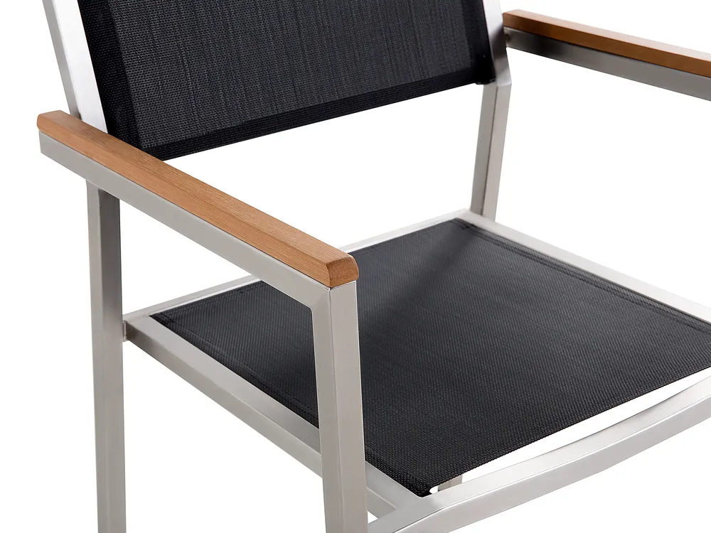 Gartenmöbel Set 8-Sitzer GROSSETO Dreifachplatte Granit geflammt Schwarz_453061