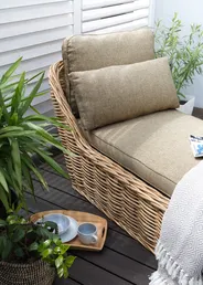 Sonnenliege mit Kissen BELSITO Rattan Naturfarben_928031