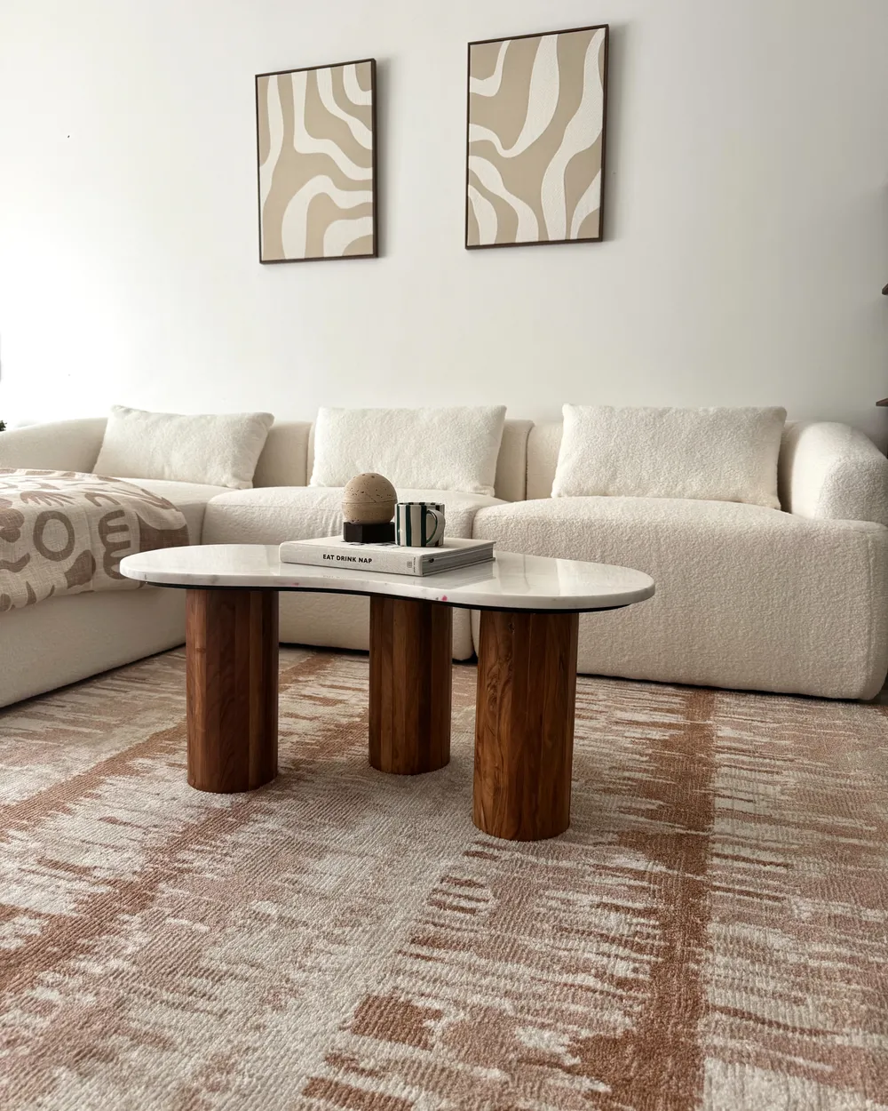 Corner Sofa 3 Seater SVANSELE Boucle Off-White Right Hand_1001451