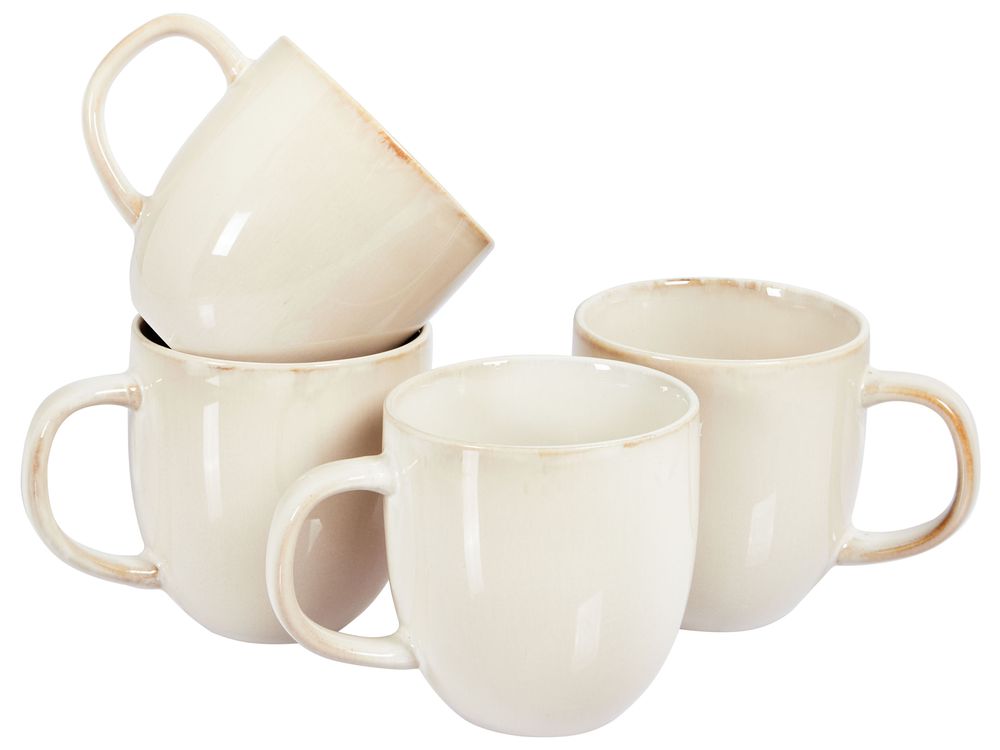 Set van 4 mokken GINSENG Steengoed Lichtbeige