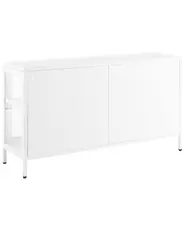 Sideboard mit Glastüren NEWPORT 115 cm Metall Weiß_830343