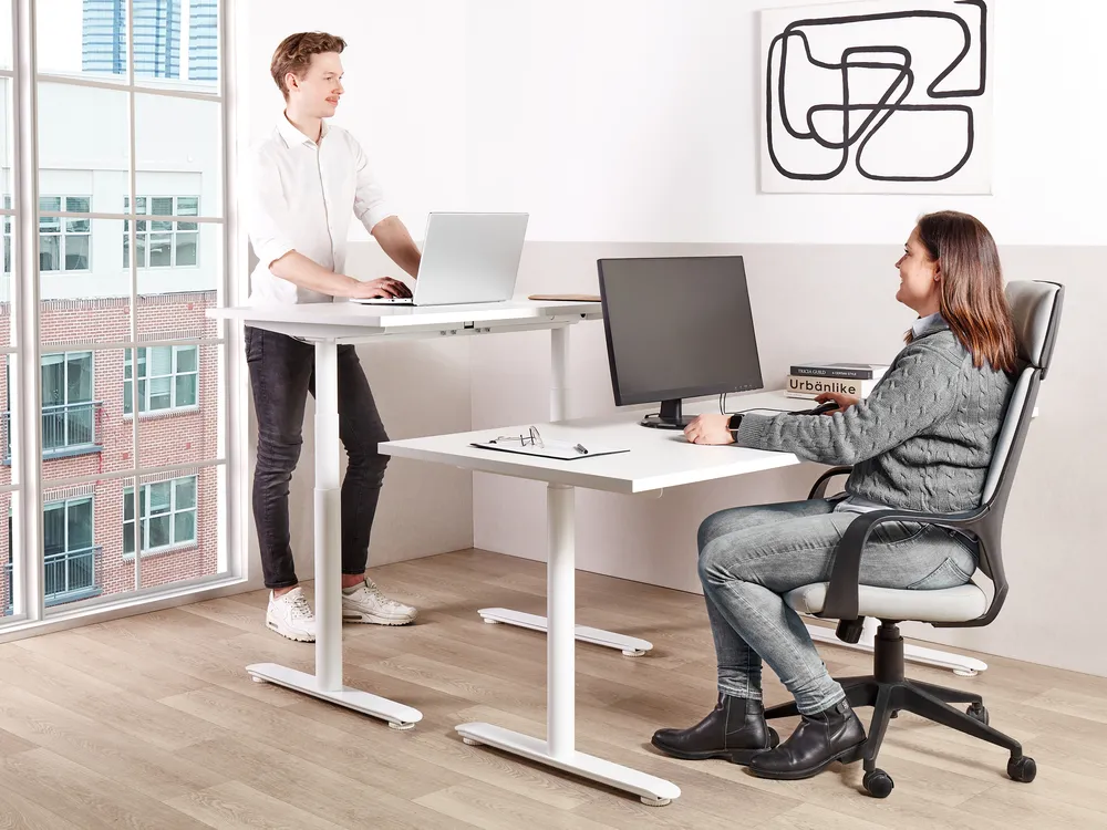 Schreibtisch elektrisch höhenverstellbar DESTINAS 120 cm 72 cm Weiß