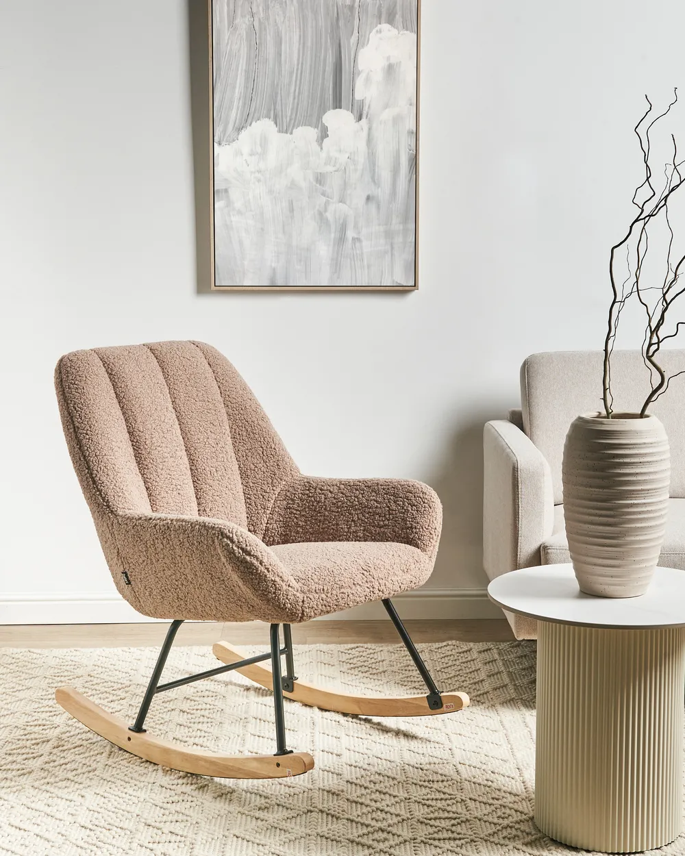 Schaukelsessel KINNO Bouclé Beige