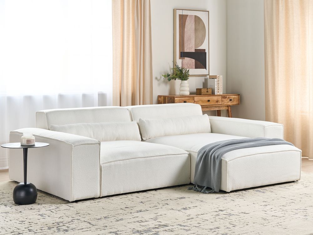 Modul Ecksofa 3-Sitzer HELLNAR Bouclé Cremeweiß linksseitig