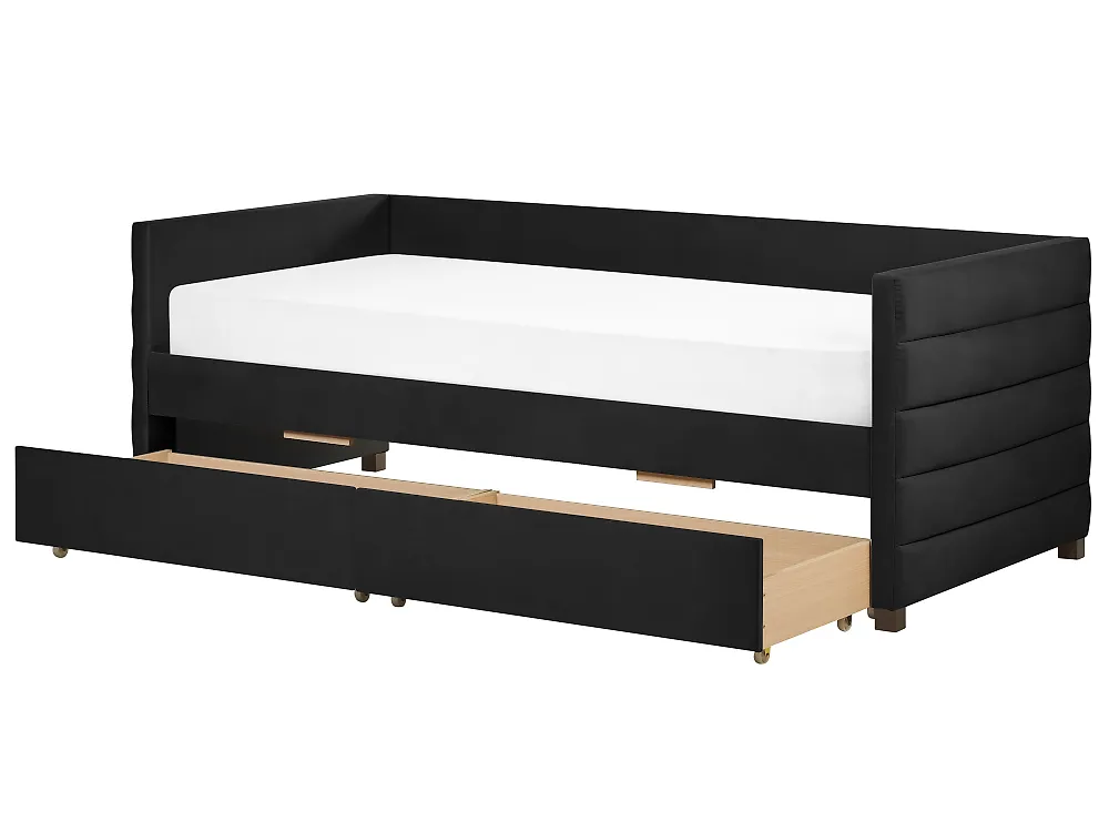 The Living Store Tagesbett Ausziehbar Mit Matratzen Schwarz 90x200 Cm Stoff Schlafcouch Sofa Bett Gastebett Ausziehbares Bett Tagesbett 86149264