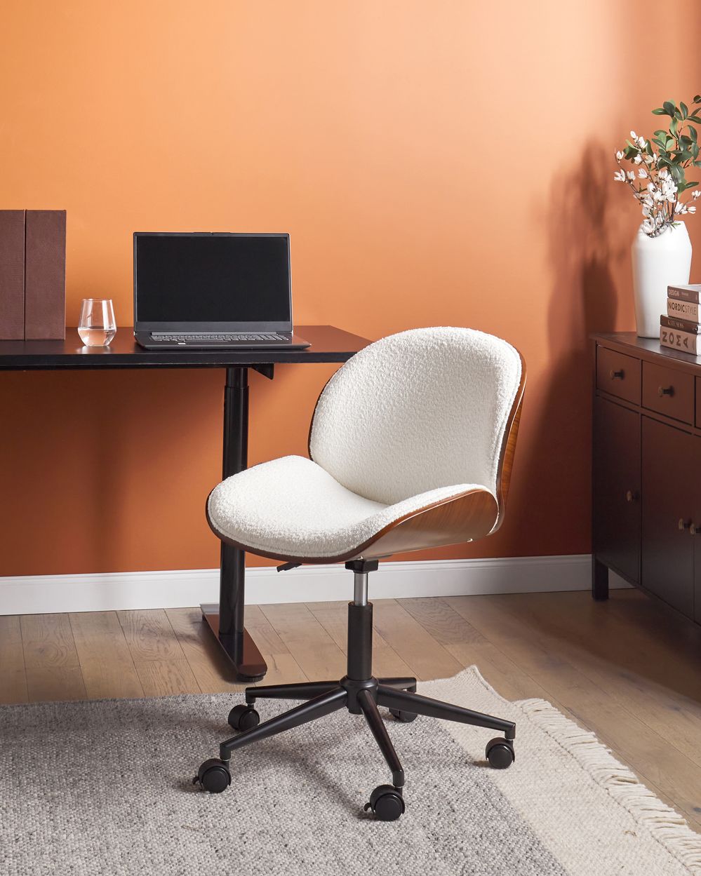 Desk Chair MENESHA Boucle White