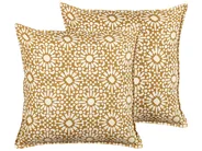 Dekokissen 2er Set CEIBA 45 x 45 cm Baumwolle Beige Geometrisches Muster_839346