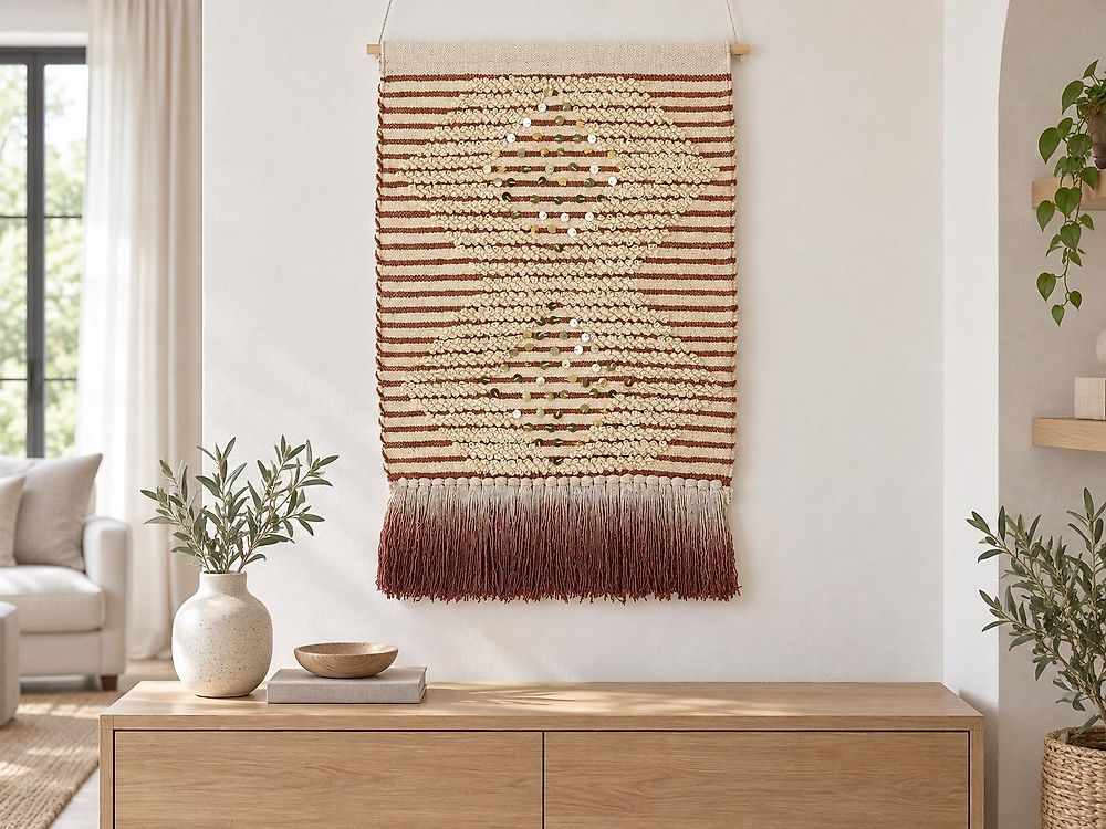 Fabric Wall Hanging SABO 75 cm Cotton Beige