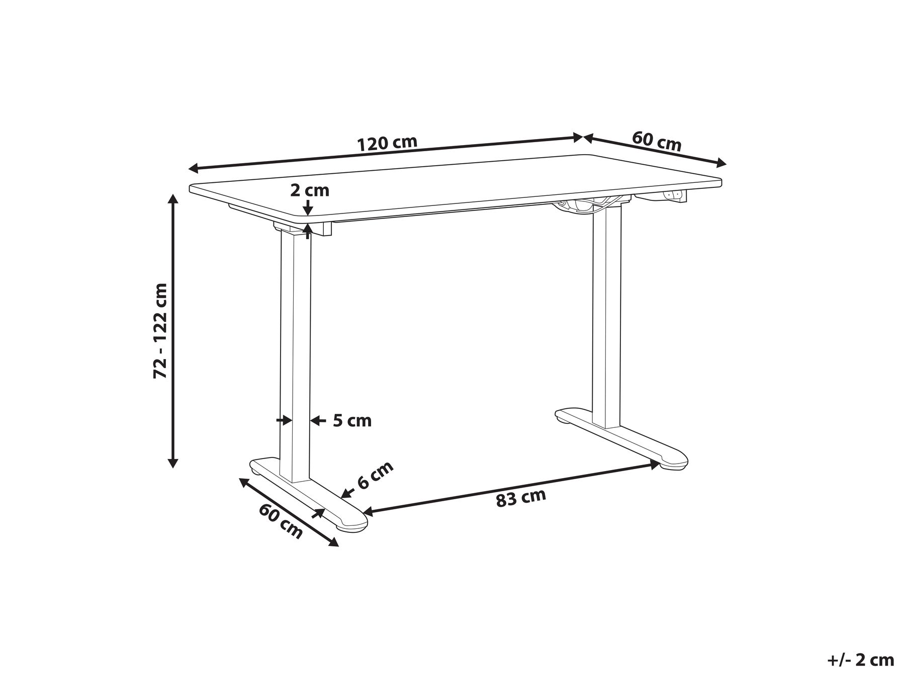 Electric Adjustable Standing Desk GRIFTON 120 cm 60 cm White_840270