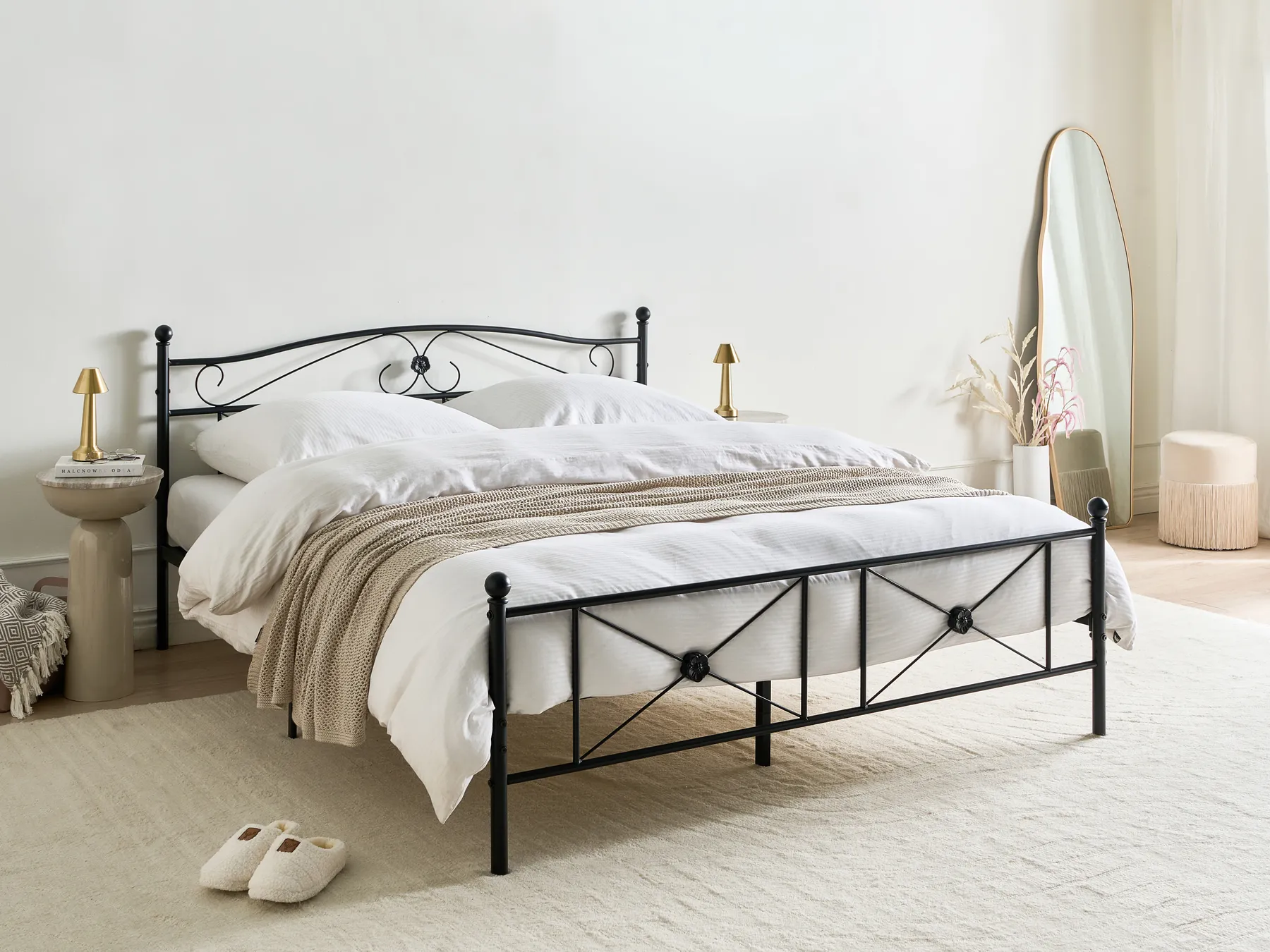 Bett mit Lattenrost Metall RODEZ 160 x 200 cm Schwarz_740631