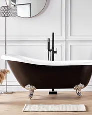 Freistehende Badewanne CAYMAN 170 x 76 cm Schwarz / Weiß_817179