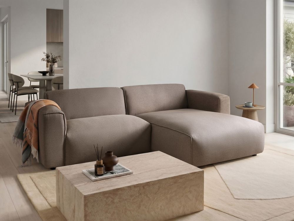 Ugaona sofa 3-znamenkasti FAABORG Tkanina Sivo-bež lijevoruki