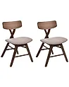 Esszimmerstuhl 2er Set LELAND Holz Braun / Taupe