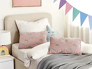 Dekokissen 2er Set ARALES 30 x 50 cm Baumwolle Pastellrosa Tiermuster_1184948