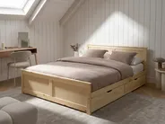 Bed with 2 Drawers DAUPHIN Pine Wood Light Brown 160 x 200 cm (EU King Size)_1059868